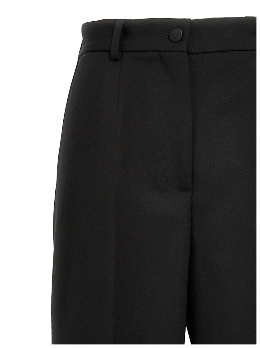 Dolce & Gabbana High-Waisted Wool Gabardine Tuxedo Pants With Refined Detailing