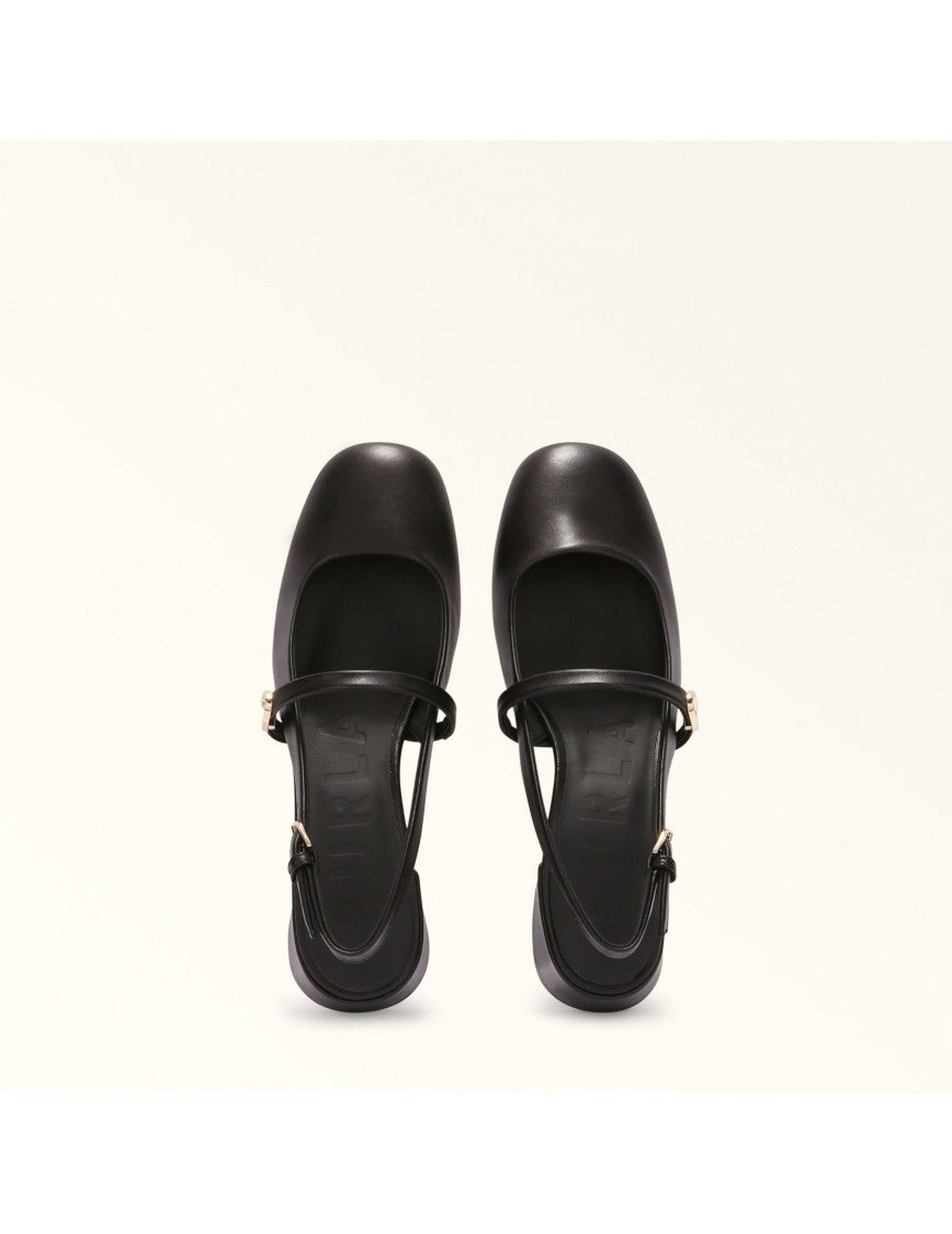 Furla Mary Jane Shoes In Black Leather