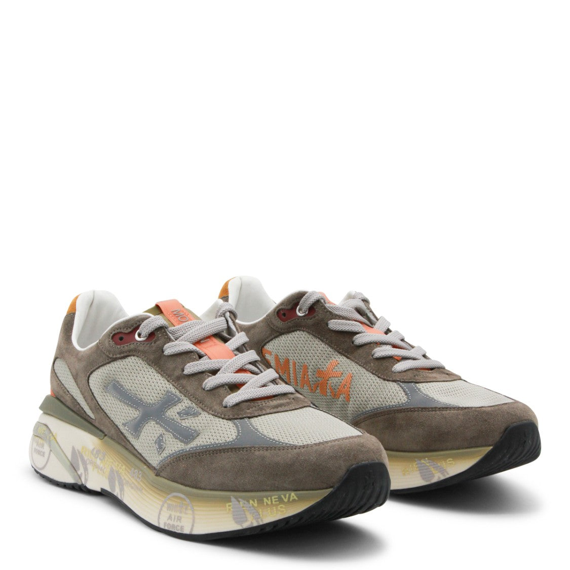 Premiata Taupe Leather Moerun Sneakers