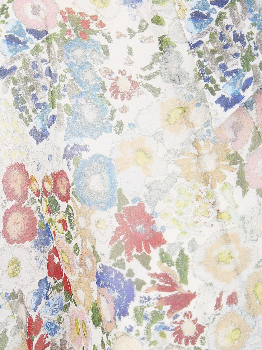 Khaite Multicolor Goya Floral Silk Chiffon Top