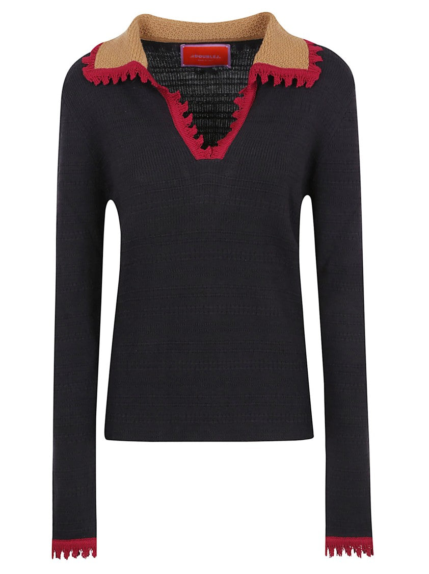 La Double J V-Neck Cashmere Blend Polo Jumper