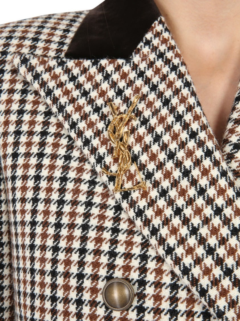 Saint Laurent Intricate Monogram Brass Brooch