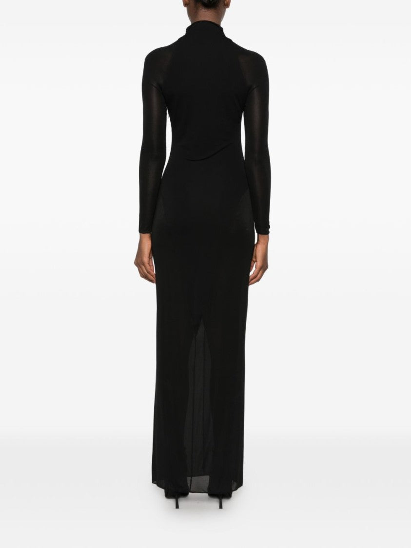 Alaïa Long Black Sheer Panel Maxi Dress