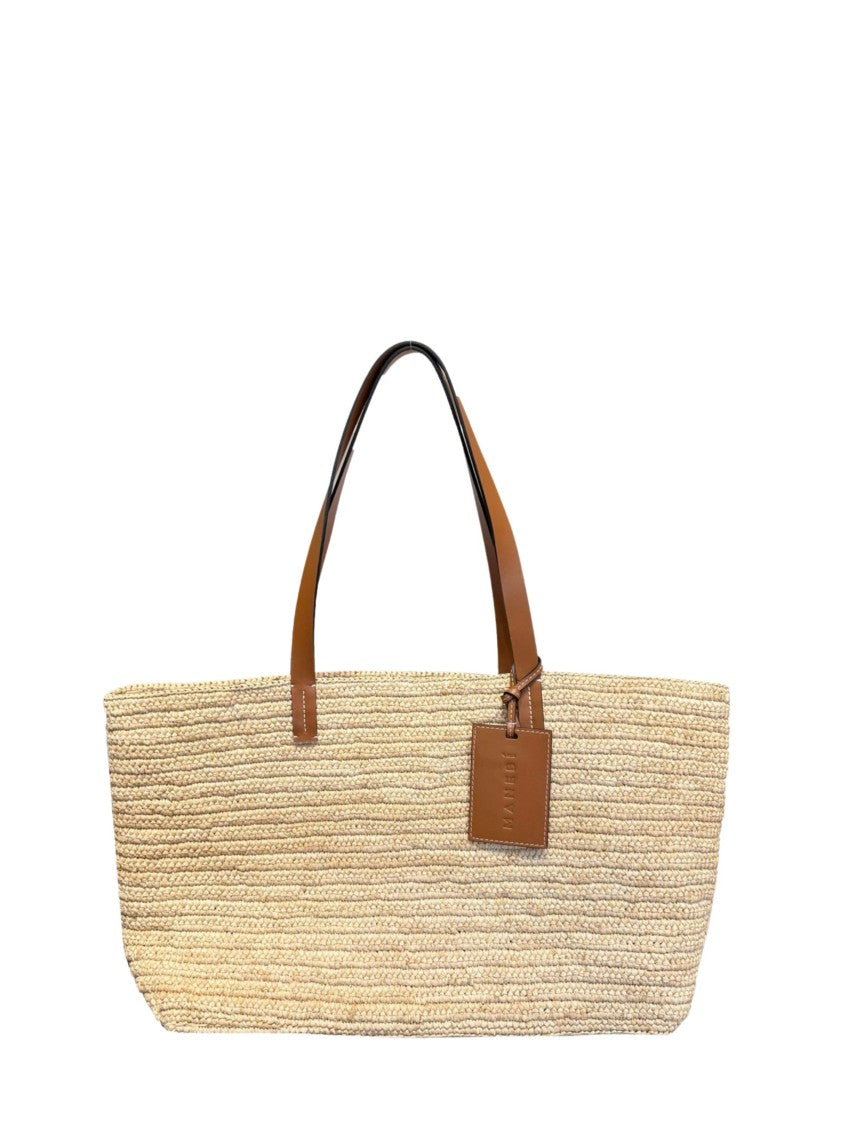 Manebi Rectangular Woven Leather Strap Tote Bag