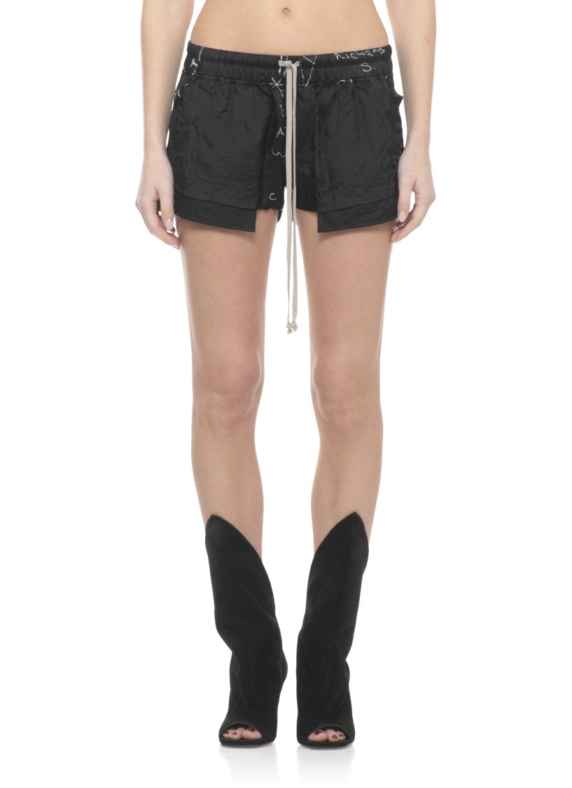 Rick Owens Black Fog Boxers Viscose Shorts