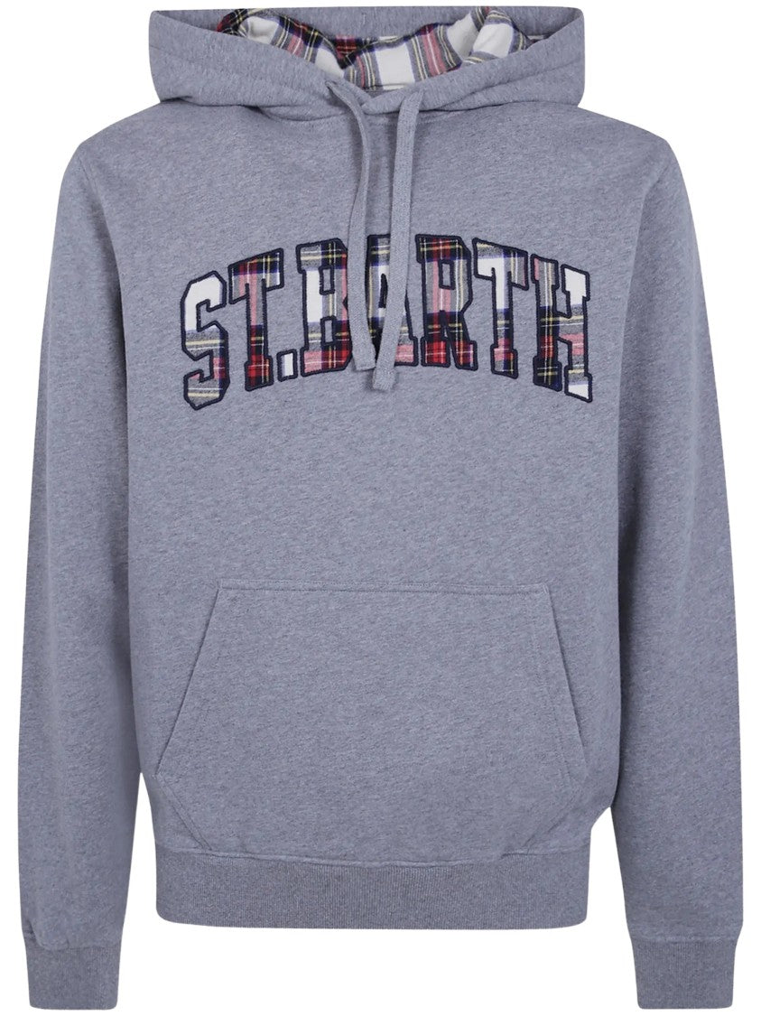 Mc2 Saint Barth Tribeca Tartan-Patch Logo-Embroidered Hoodie
