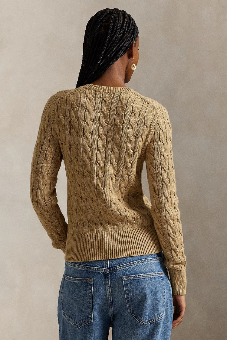 Polo Ralph Lauren Beige Cable-Knit Button-Front Cotton Cardigan