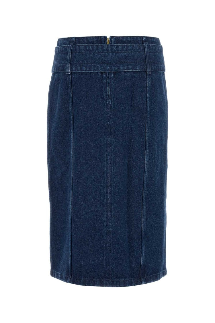 Patou Classic Blue Denim Skirt With Belted Waist