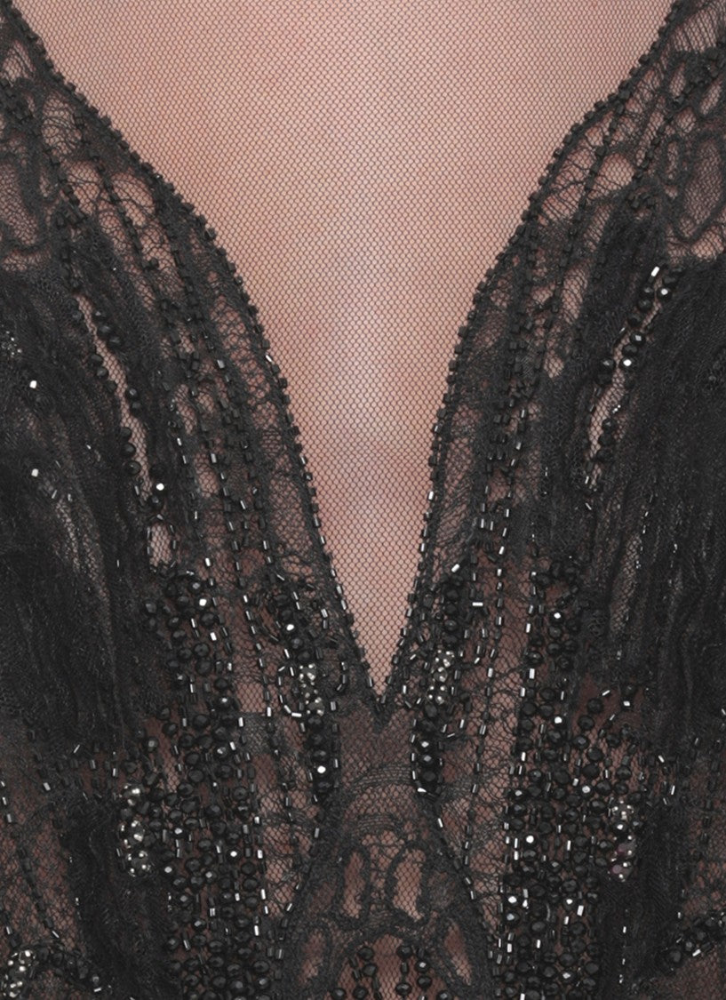 Elisabetta Franchi Tulle Top Evening Dress With Embroidered Detailing