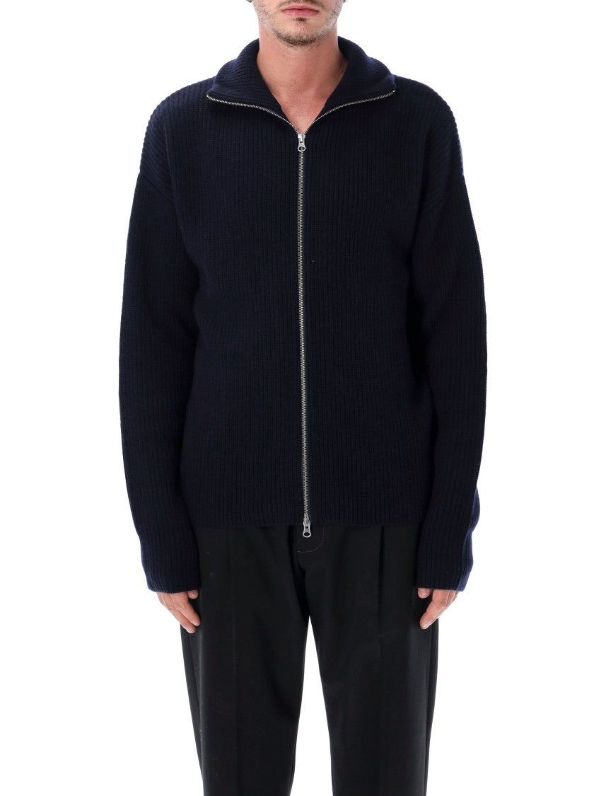 Extreme Cashmere Xtra Yours Ribbed Knit Zip Cardigan