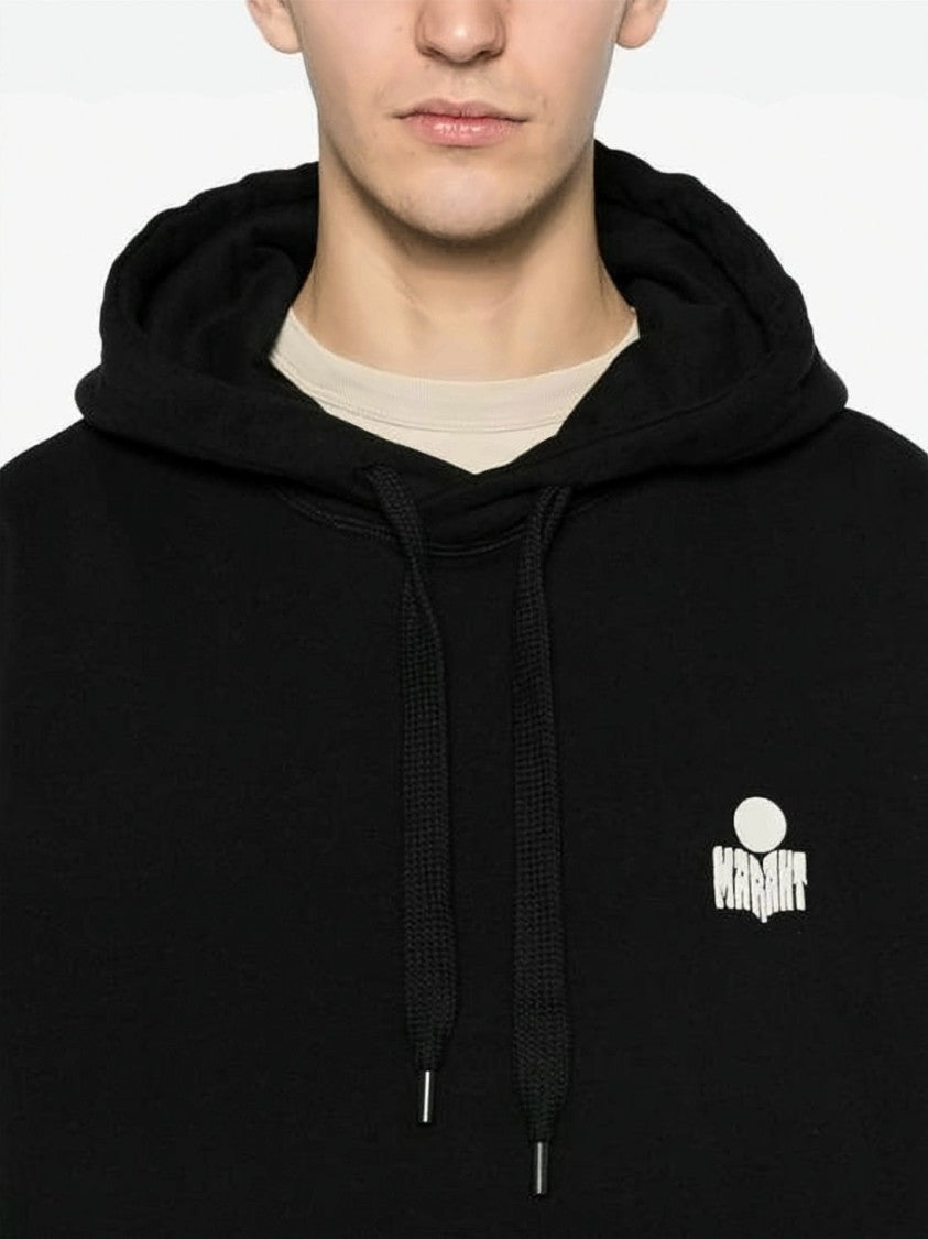 Isabel Marant Relaxed Fit Black Hoodie With Adjustable Drawstring And Contrasting Logo