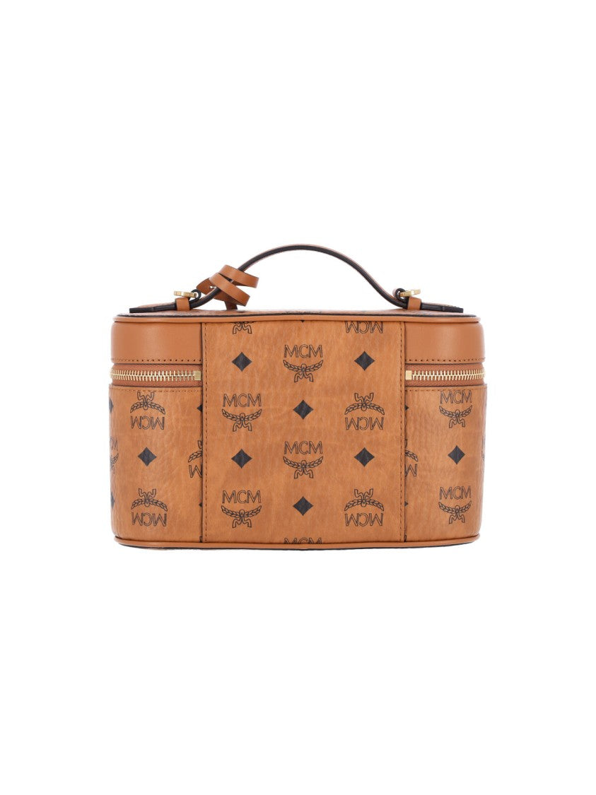 Mcm Brown Aren Visetos Canvas Cosmetic Case
