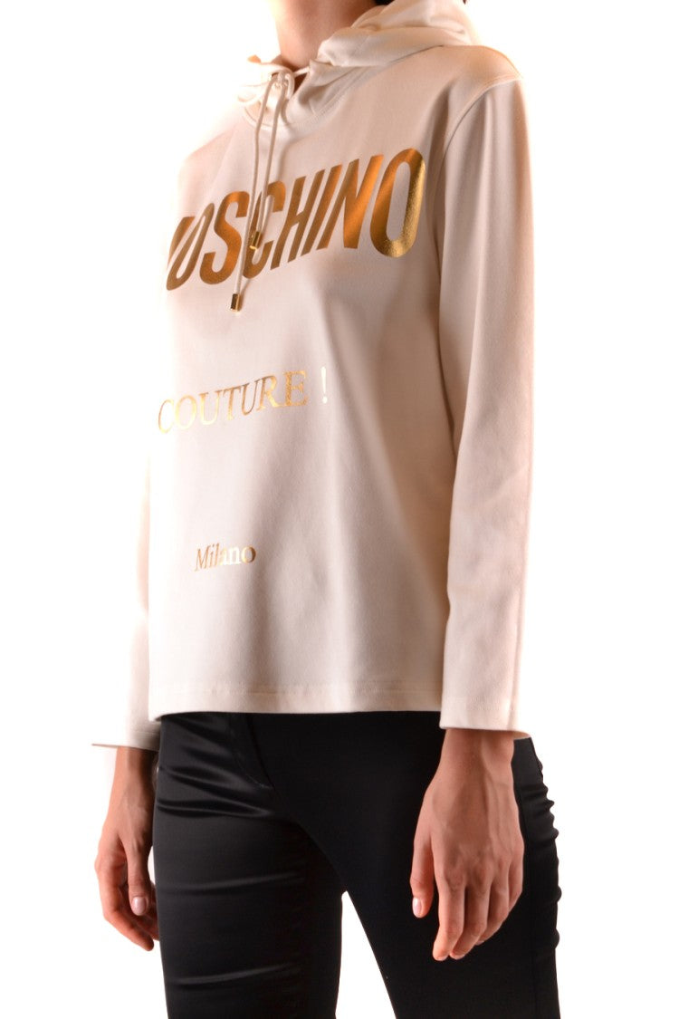 Moschino Minimalist White Sweatshirt With Gold Lettering