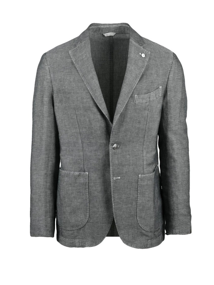 L.B.M. 1911 Grey Linen Cotton Rounded Jacket