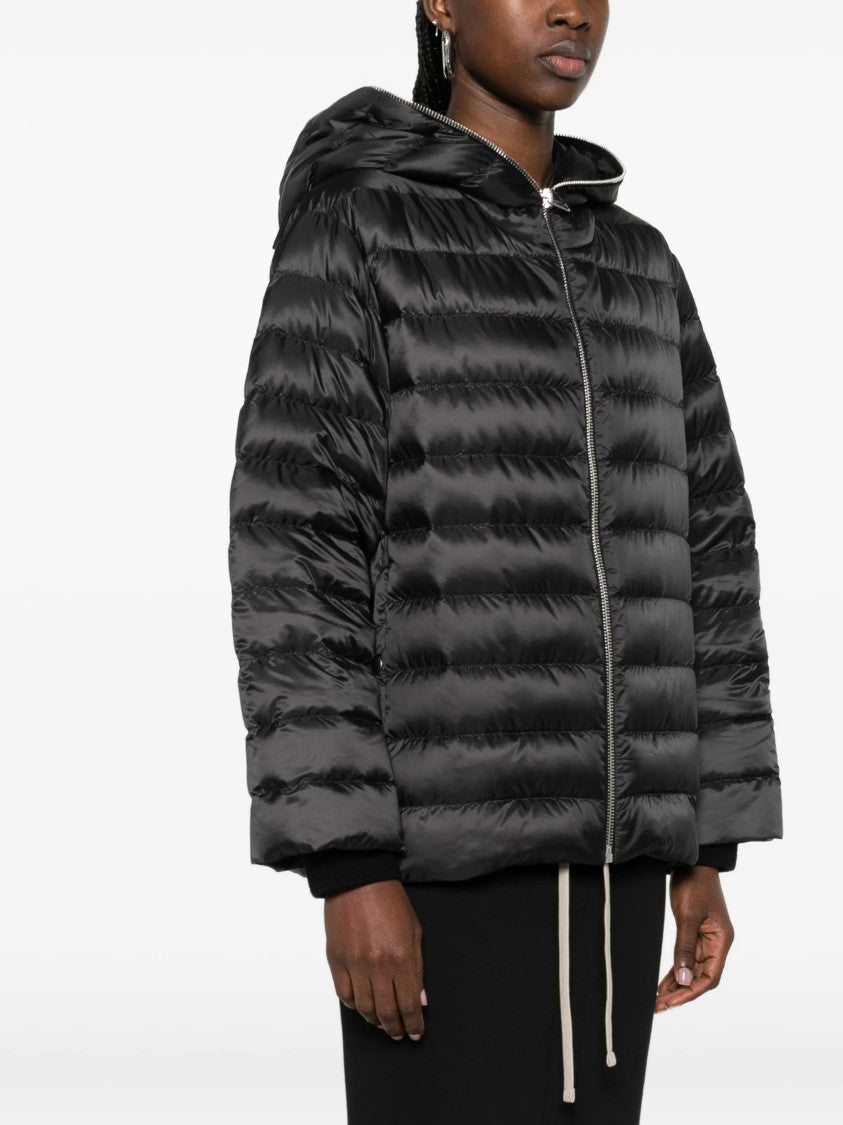 Moncler X Rick Owens Black Woven Quilted Cropped Jacket