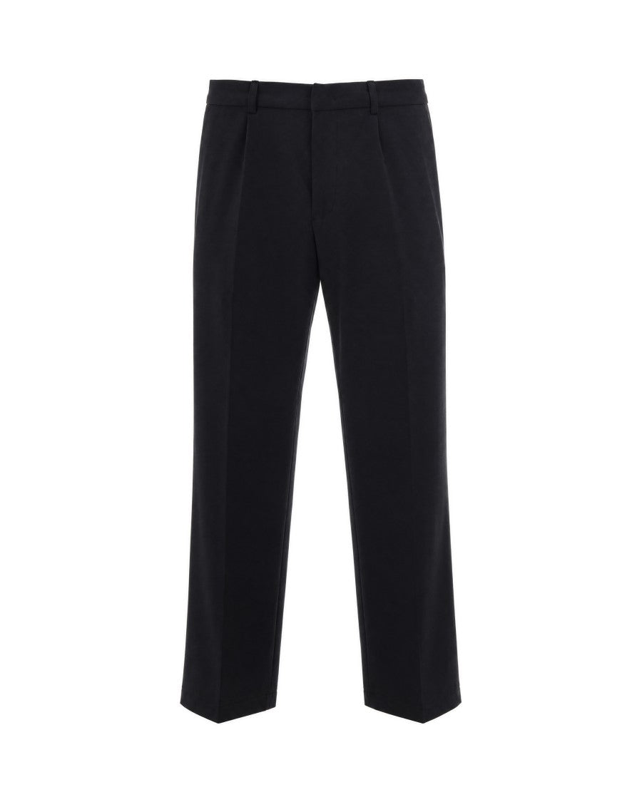 Thestroy Black Aura Double Pleat Stretch Twill Straight-Leg Pants