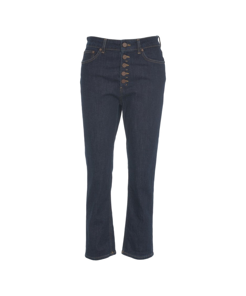 Dondup Dark Indigo Straight-Leg Jeans With Distinctive Button Closure