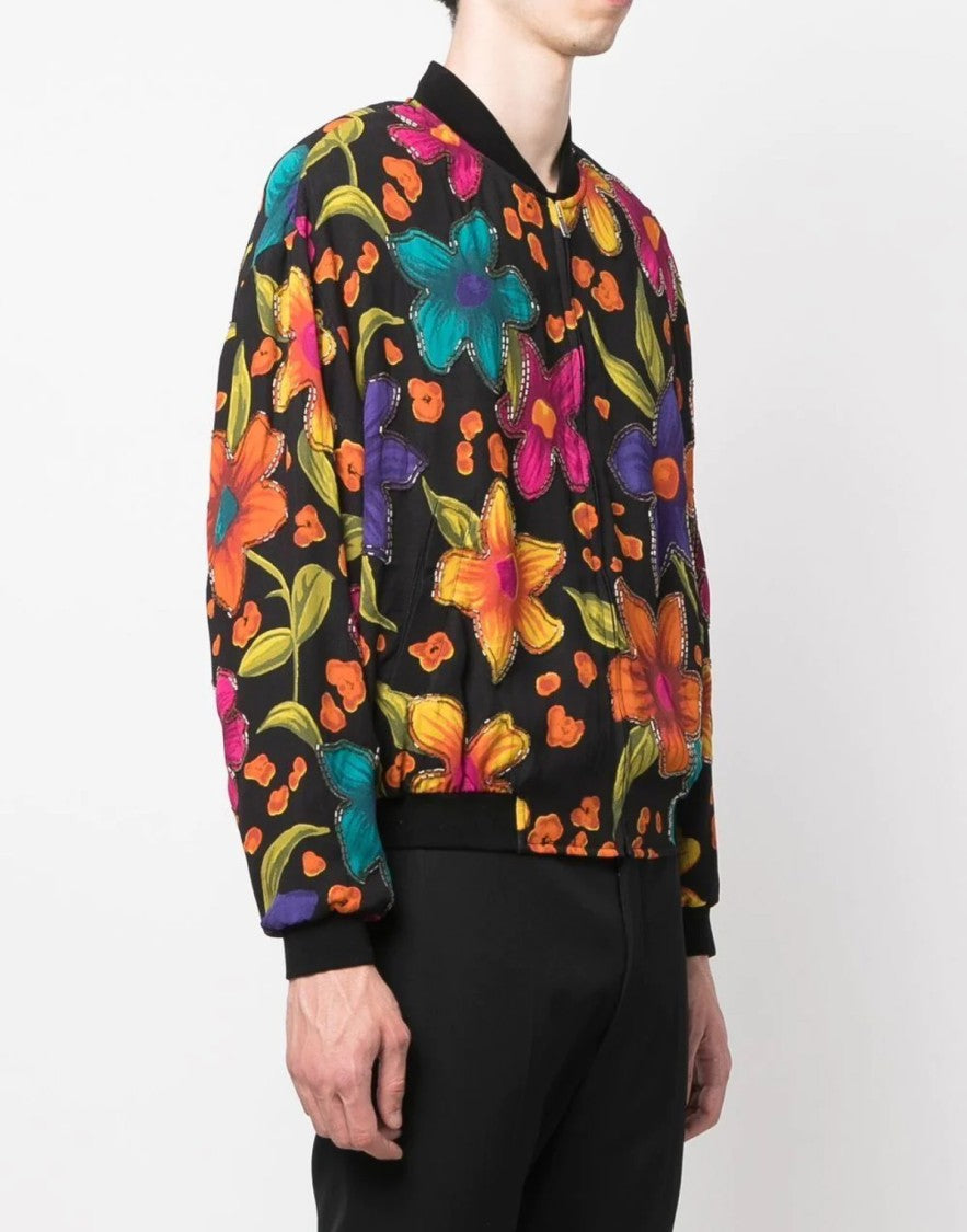 Saint Laurent Teddy Fleurs Crepe Jacket