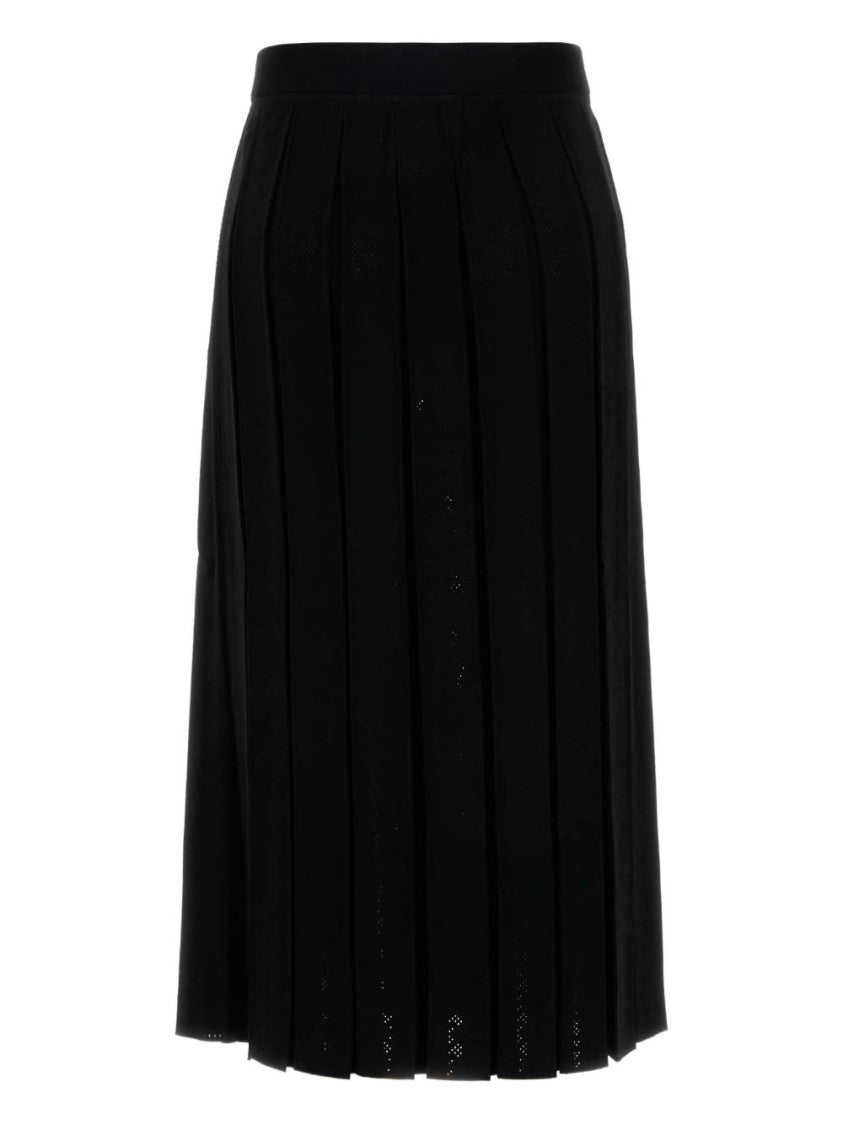 Tory Burch Fully Pleated Black Skirt With Perforated Design
