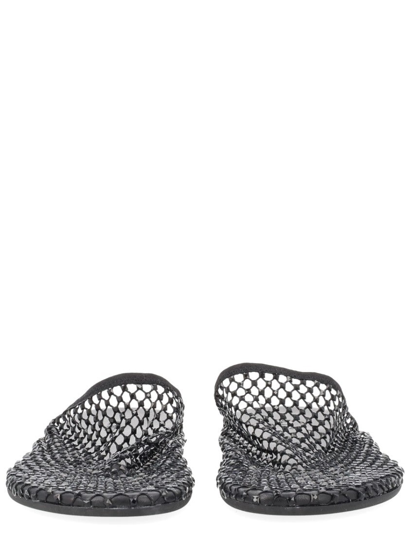 Alysi Neutrals Pointed Toe Rhinestone Mesh Mules
