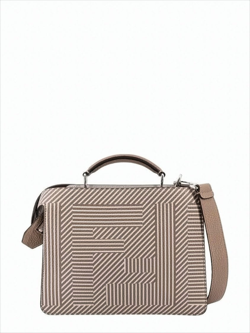 Fendi Structured Geometric Calf Leather Shoulder Bag