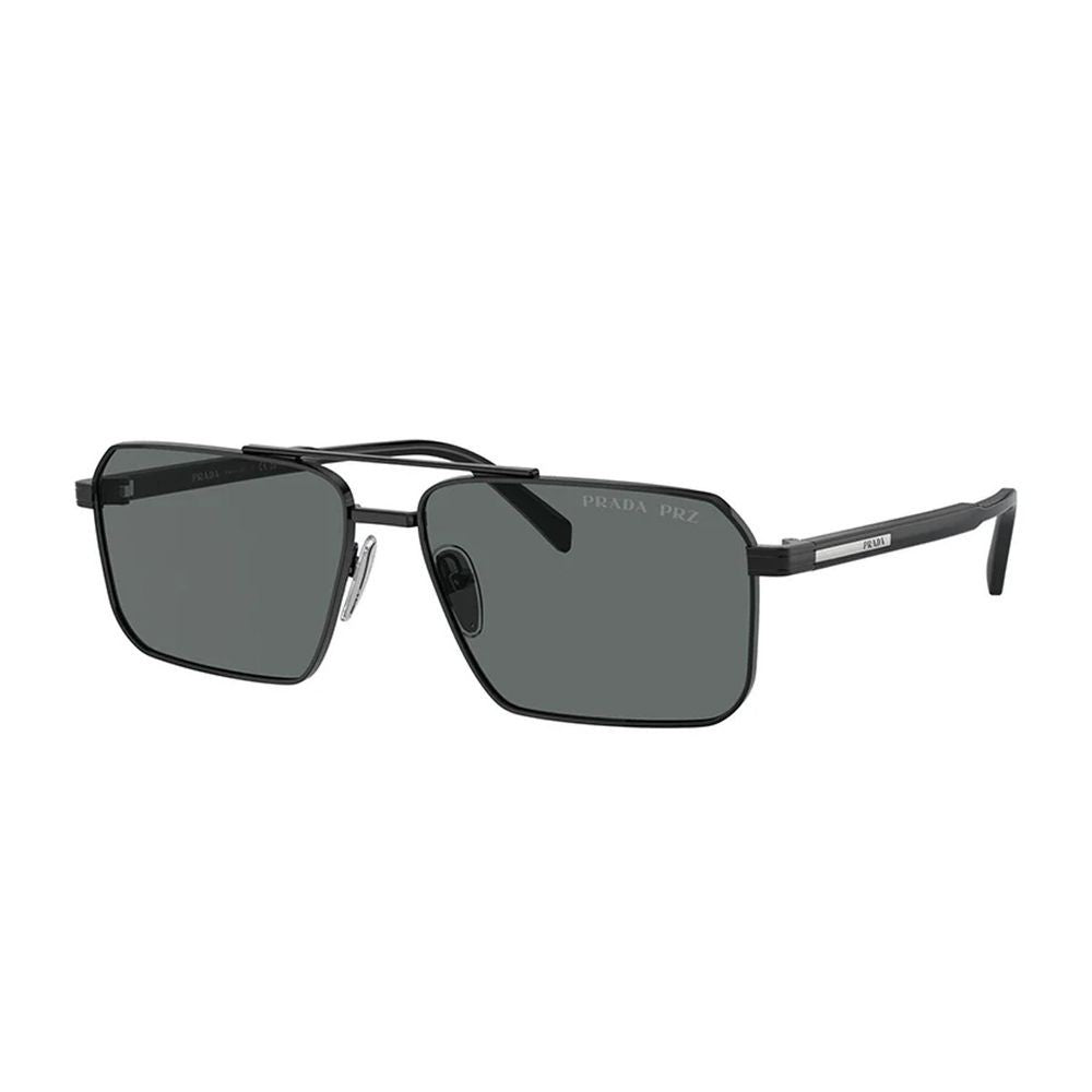 Prada Pra57s Polarized Rectangular Metal Frame Sunglasses
