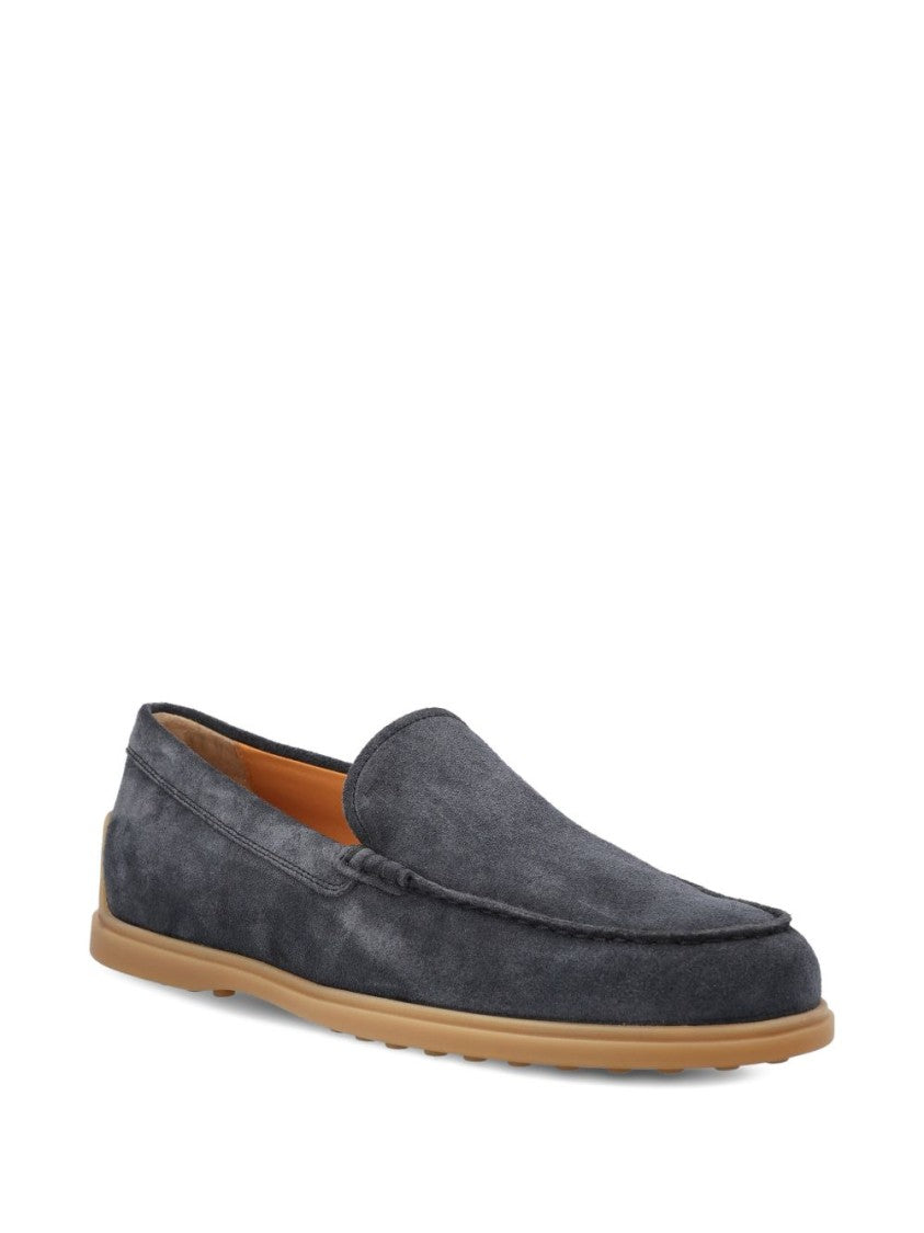 Tod's Blue Topstitching Round Toe Flat Shoes