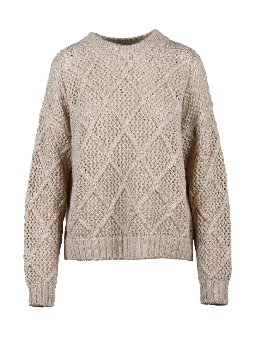 Max Mara Openwork Lamé Sweater With Sparkling Design And Relaxed Fit
