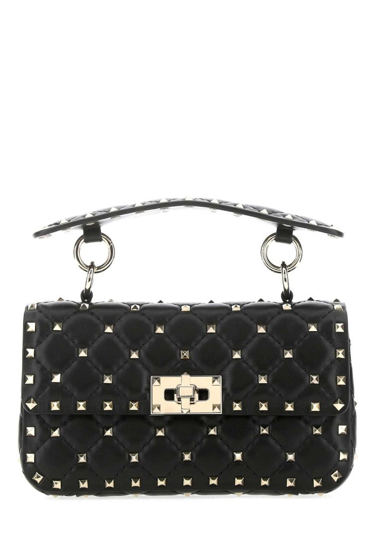 Valentino Garavani Black Nappa Leather Small Rockstud Spike Handbag