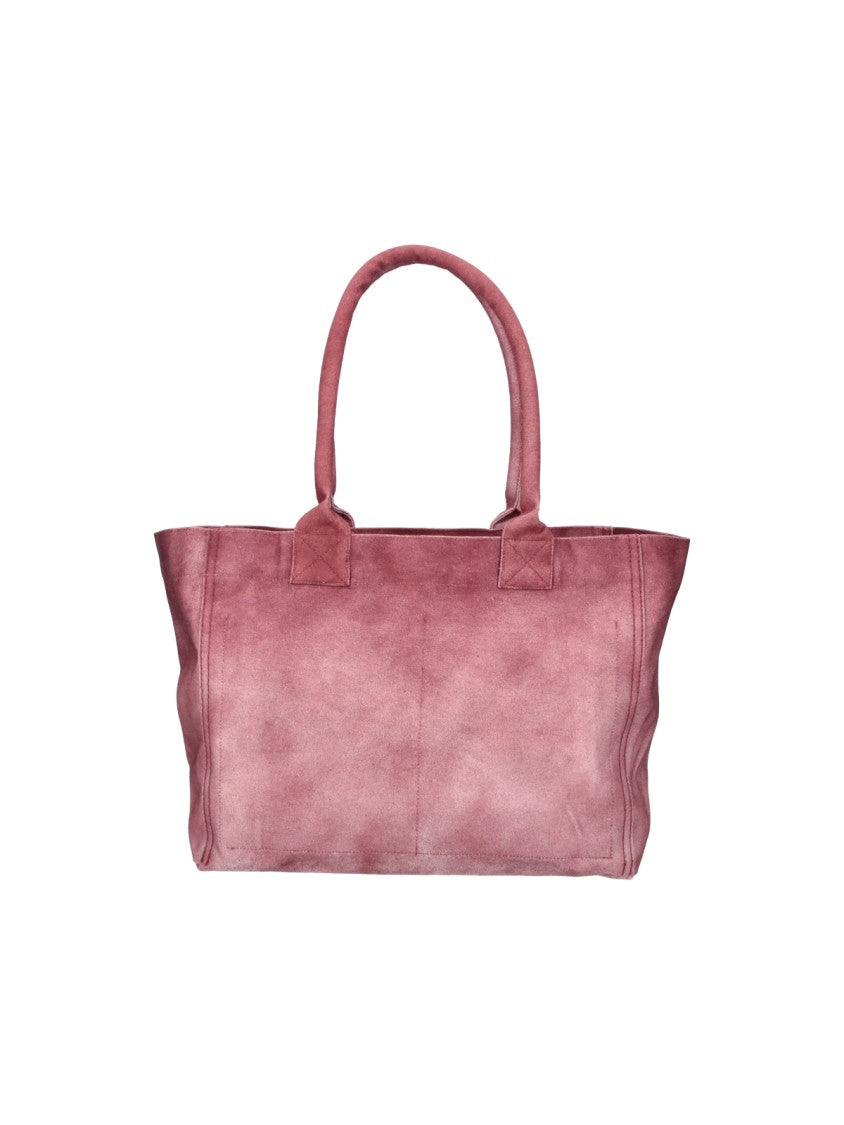 Isabel Marant Compact Red Cotton Tote Bag With Logo Detail