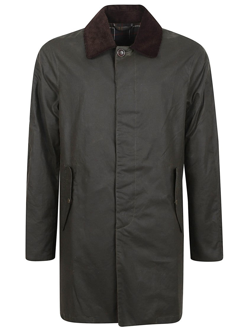 Barbour Waxed Trench Coat With Corduroy Collar
