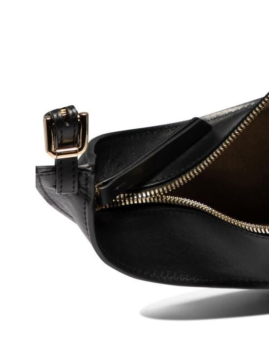 A.P.C. Crescent-Shaped Cowhide Leather Tote Bag With Zippered Closure