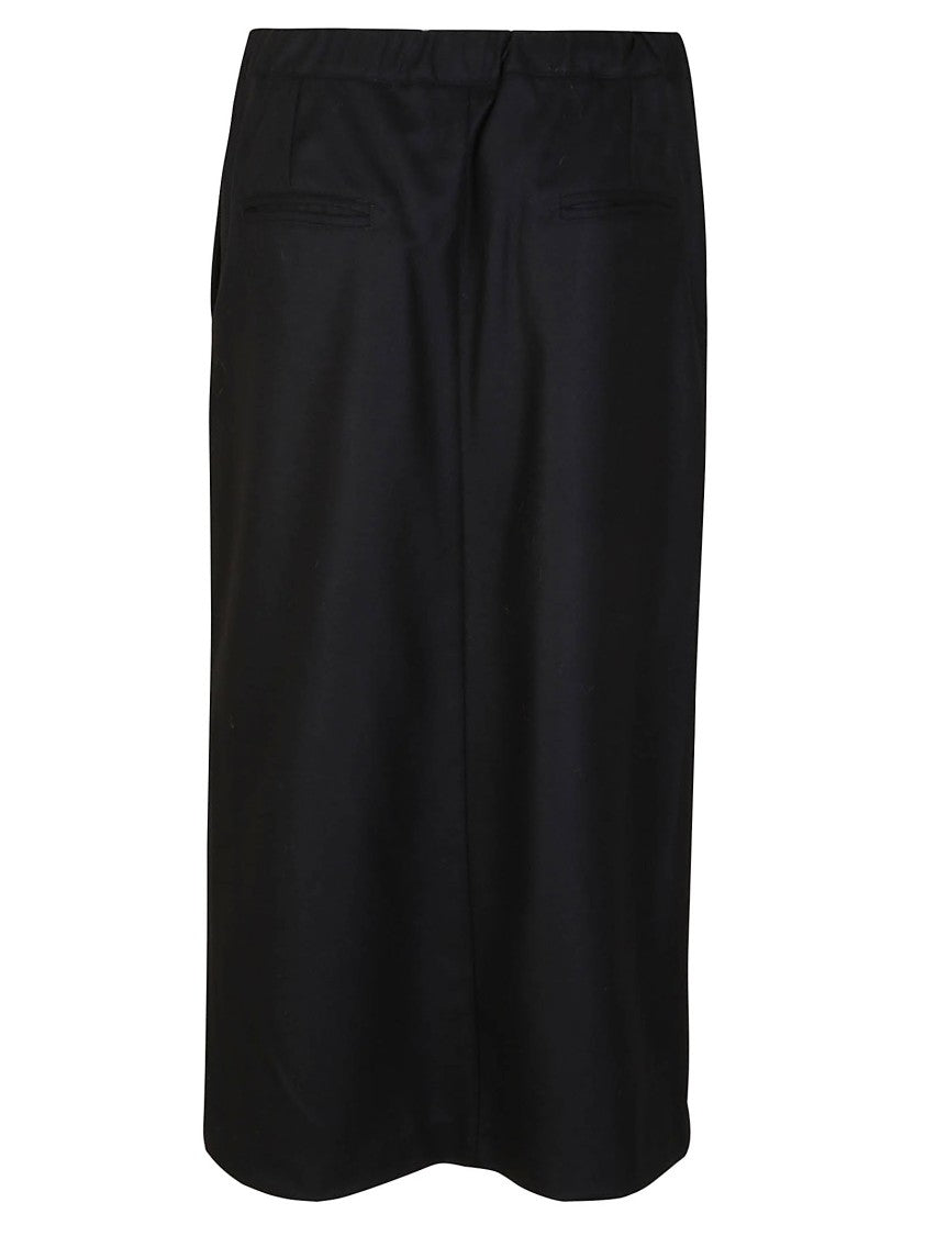 Massimo Alba Mid-Length Straight Wool Skirt With Button Closure
