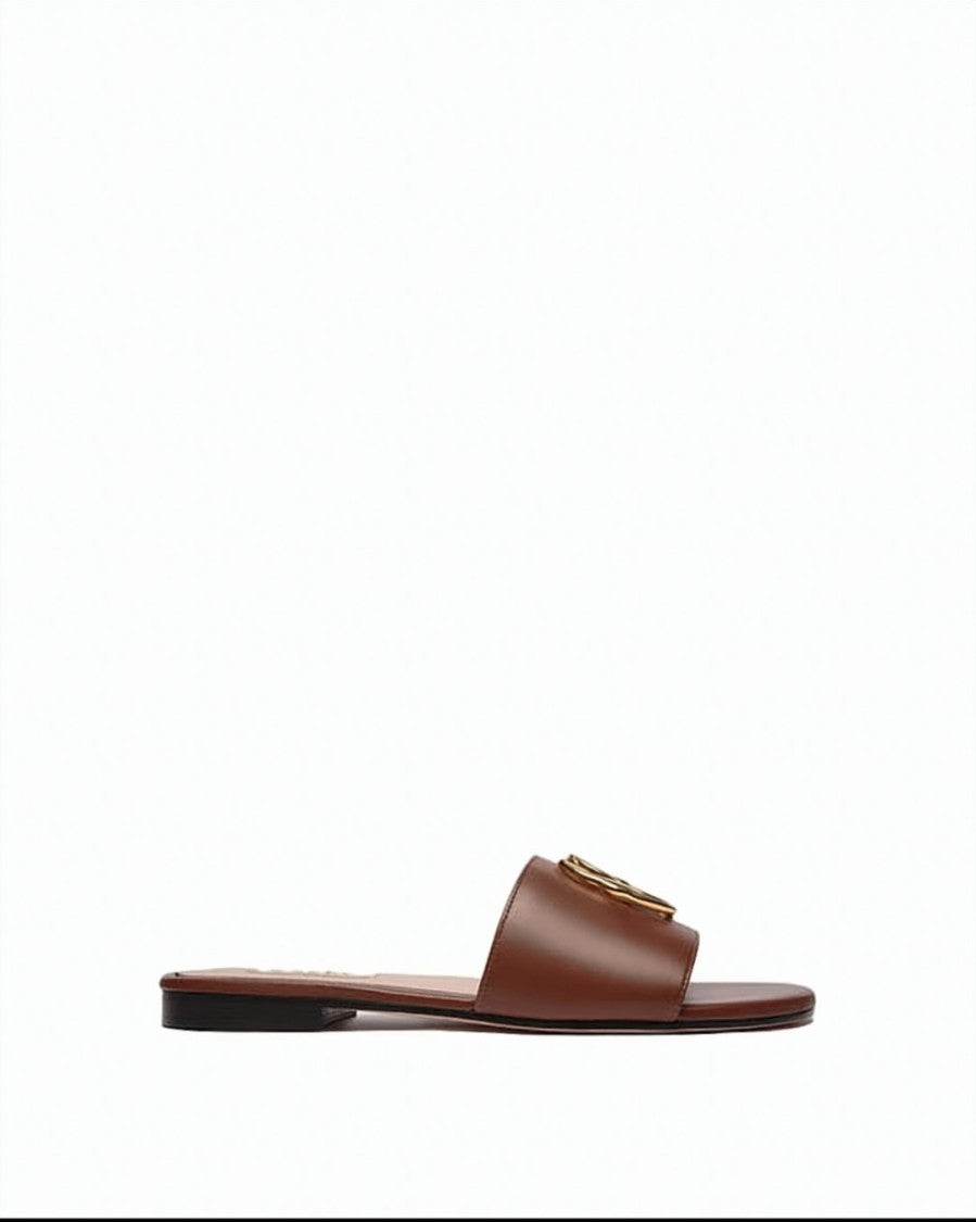 Bally Open-Toe Sheepskin Mules With Gold-Tone Emblem