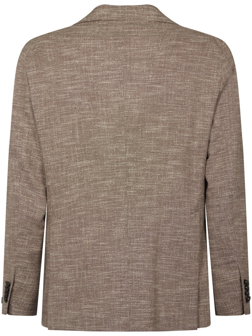 Tagliatore Textured Brown Jacket With Notch Lapel