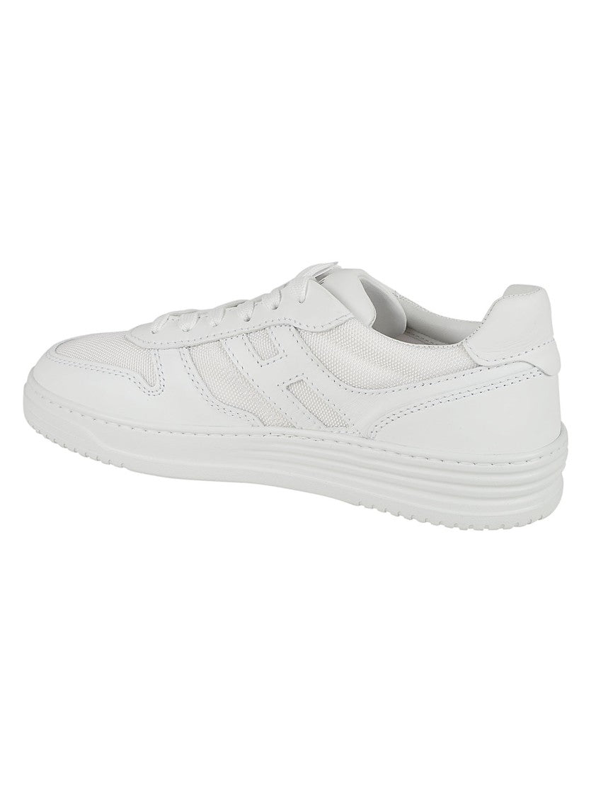 Hogan Lace-Up White Sneakers With Leather