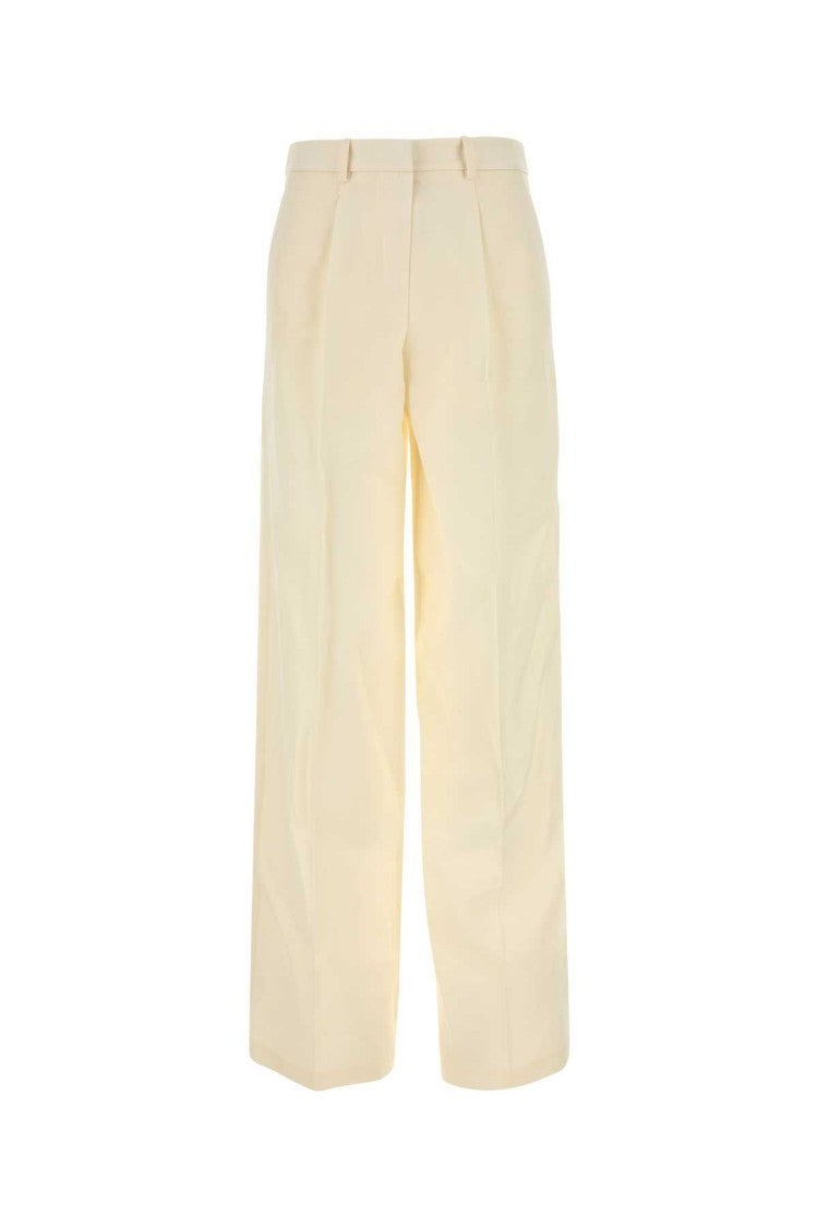 Magda Butrym Cream Wool Blend Wide-Leg Pant