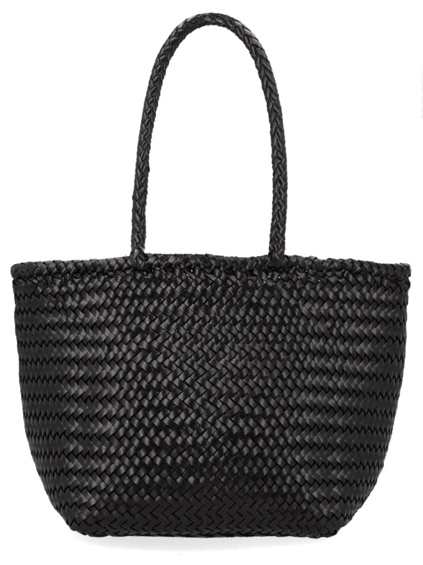 Dragon Diffusion Neutrals Grace Basket Woven Leather Tote Bag