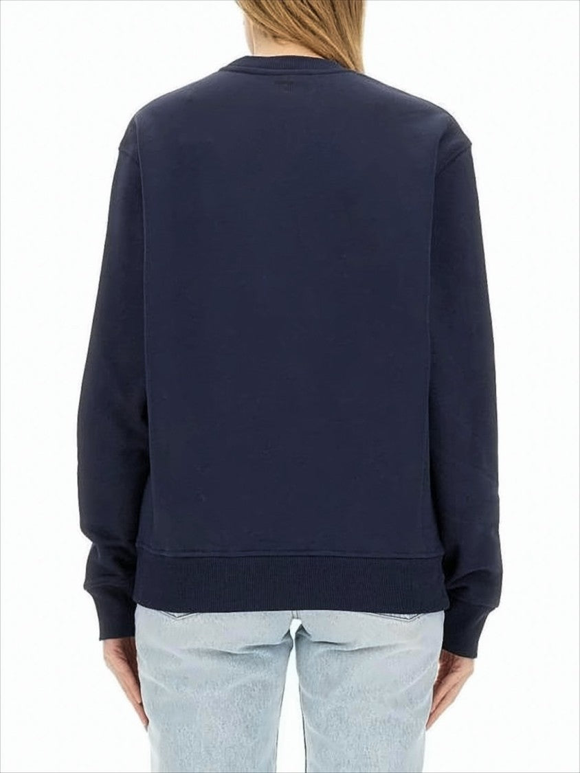 Ami Relaxed Fit Long-Sleeve Cotton Top With Ribbed Cuffs