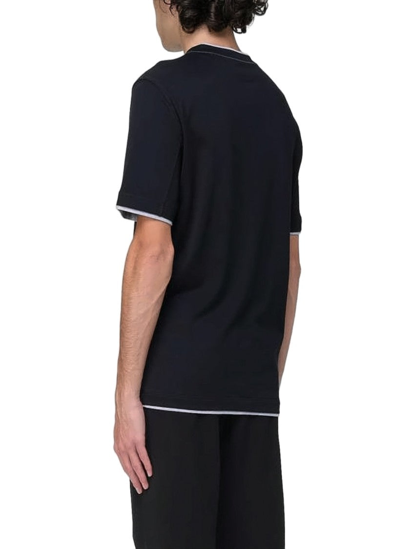 Brunello Cucinelli Relaxed-Fit Black T-Shirt With Contrasting Trim