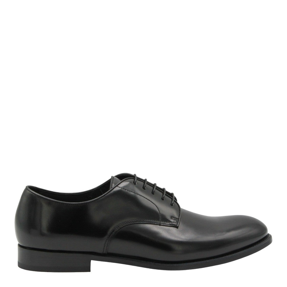 Doucal's Polished Black Leather Lace-Up Flat Shoes
