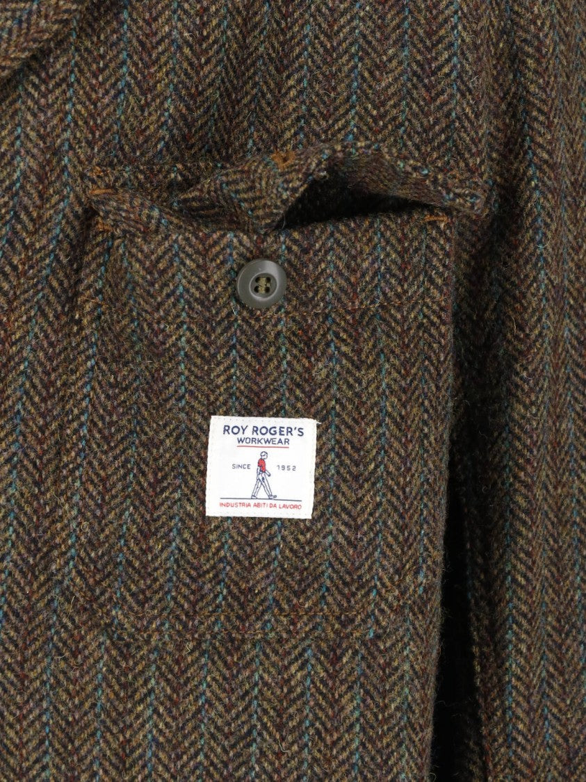 Roy Roger's Brown Herringbone Single-Breasted Wool-Blend Blazer
