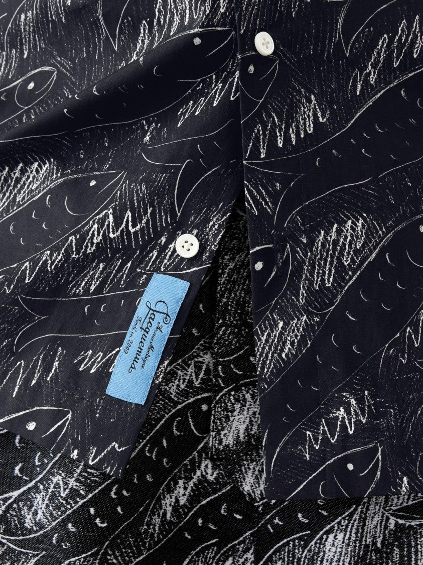 Jacquemus Relaxed Silk-Blend Abstract Fish Shirt