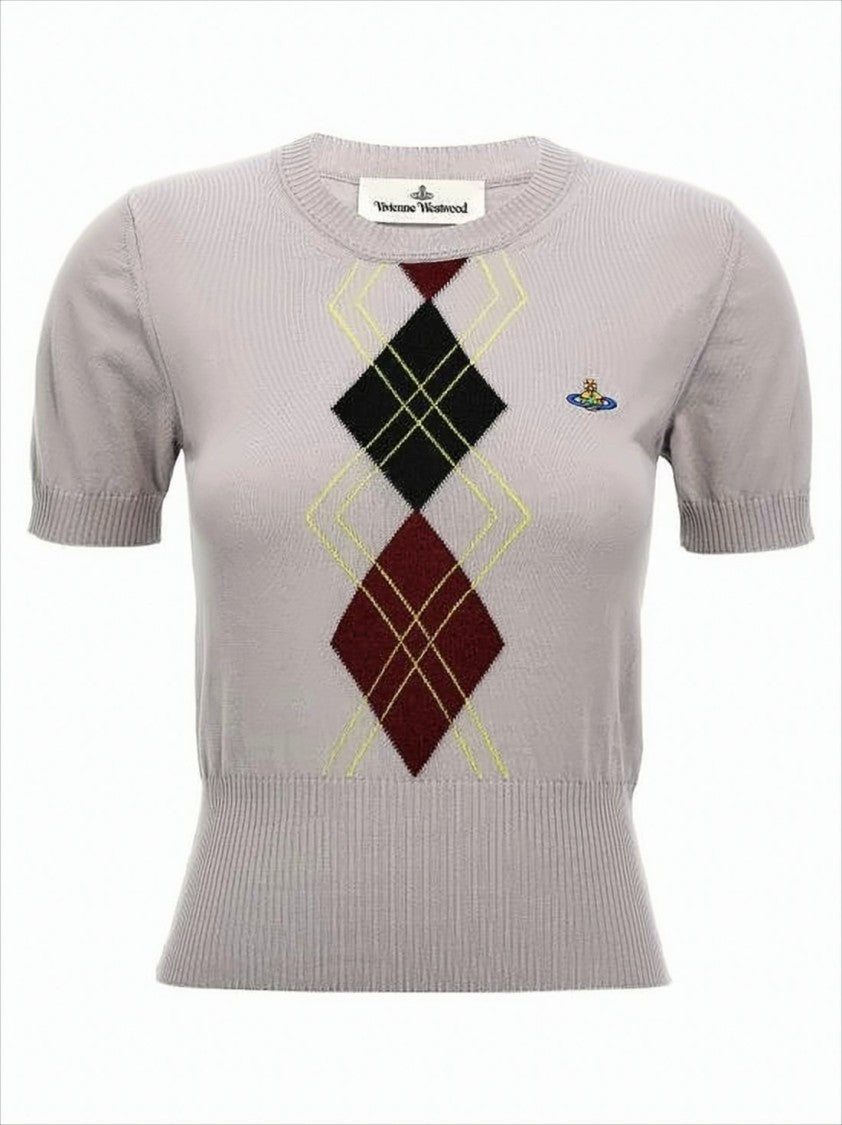 Vivienne Westwood Fitted Knit Sweater With Classic Argyle Pattern