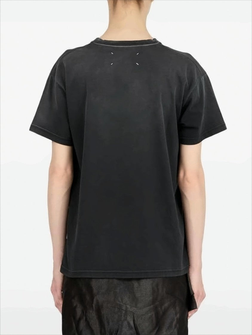 Maison Margiela Boxy-Fit Black Cotton T-Shirt With Tonal Logo