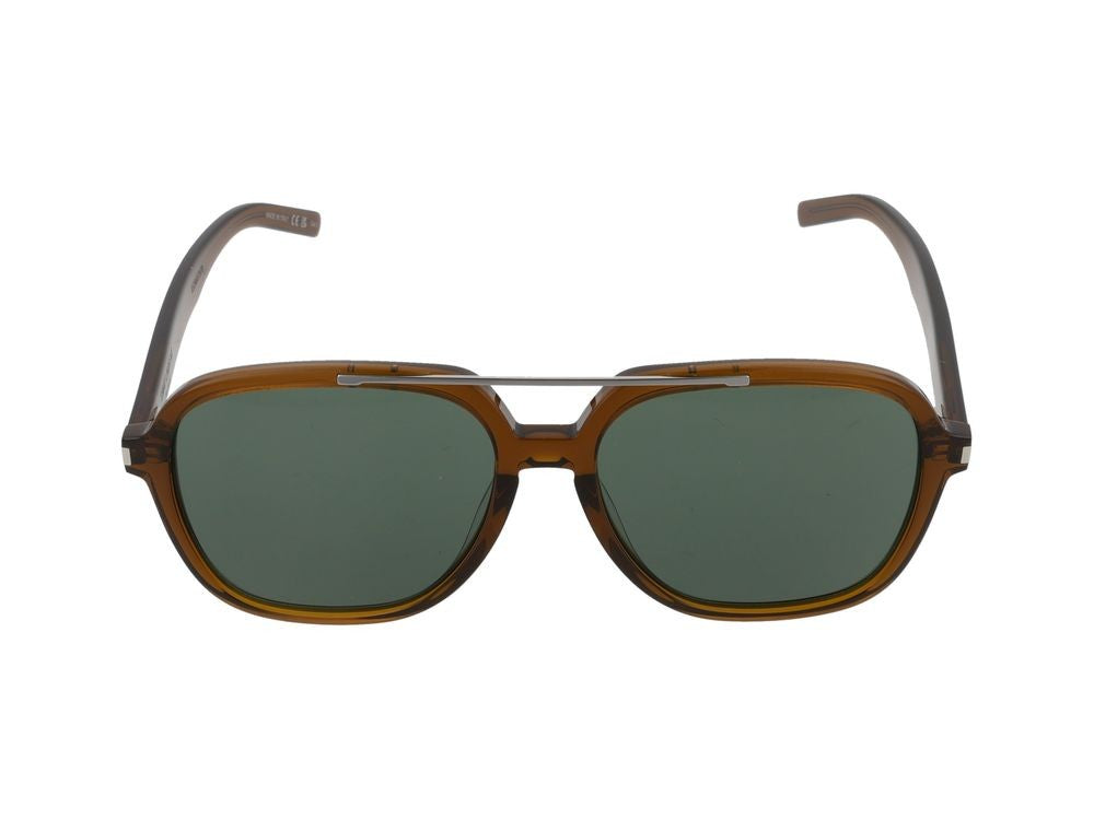 Saint Laurent Translucent Brown Green Lens Square Frame Sunglasses
