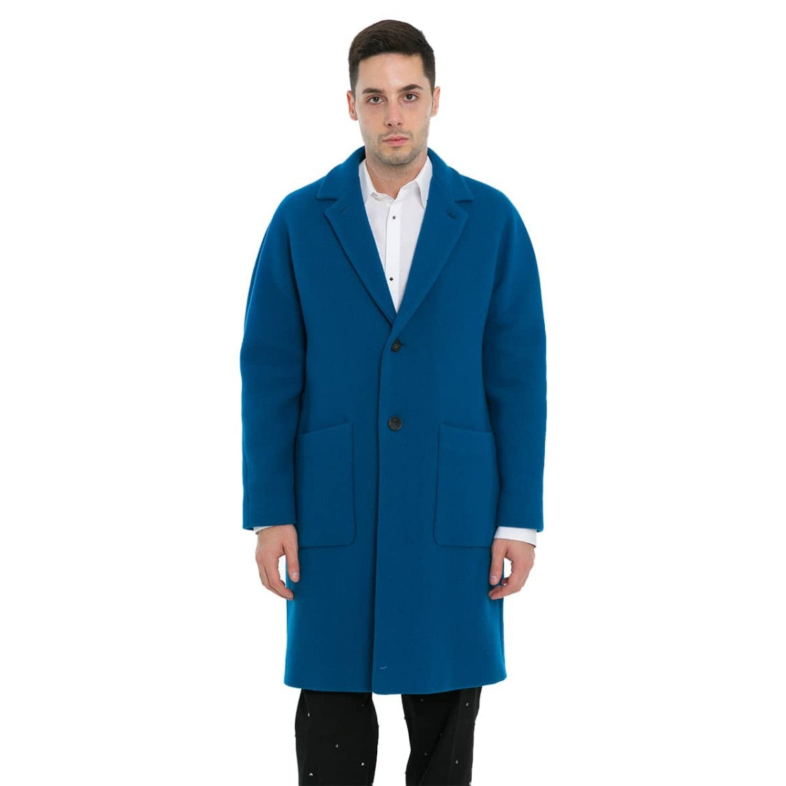 Hevo Blue Wool-Blend Coat