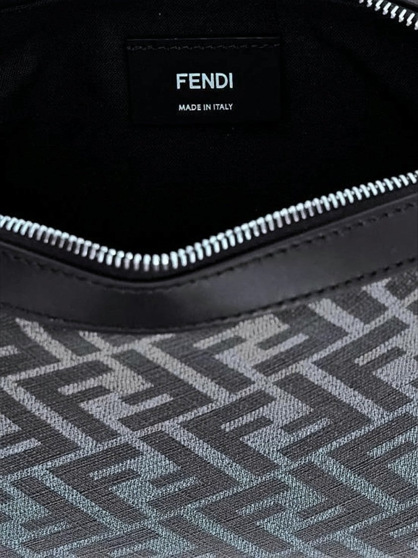 Fendi Sleek Rectangular Crossbody Bag With Geometric Pattern And Adjustable Strap