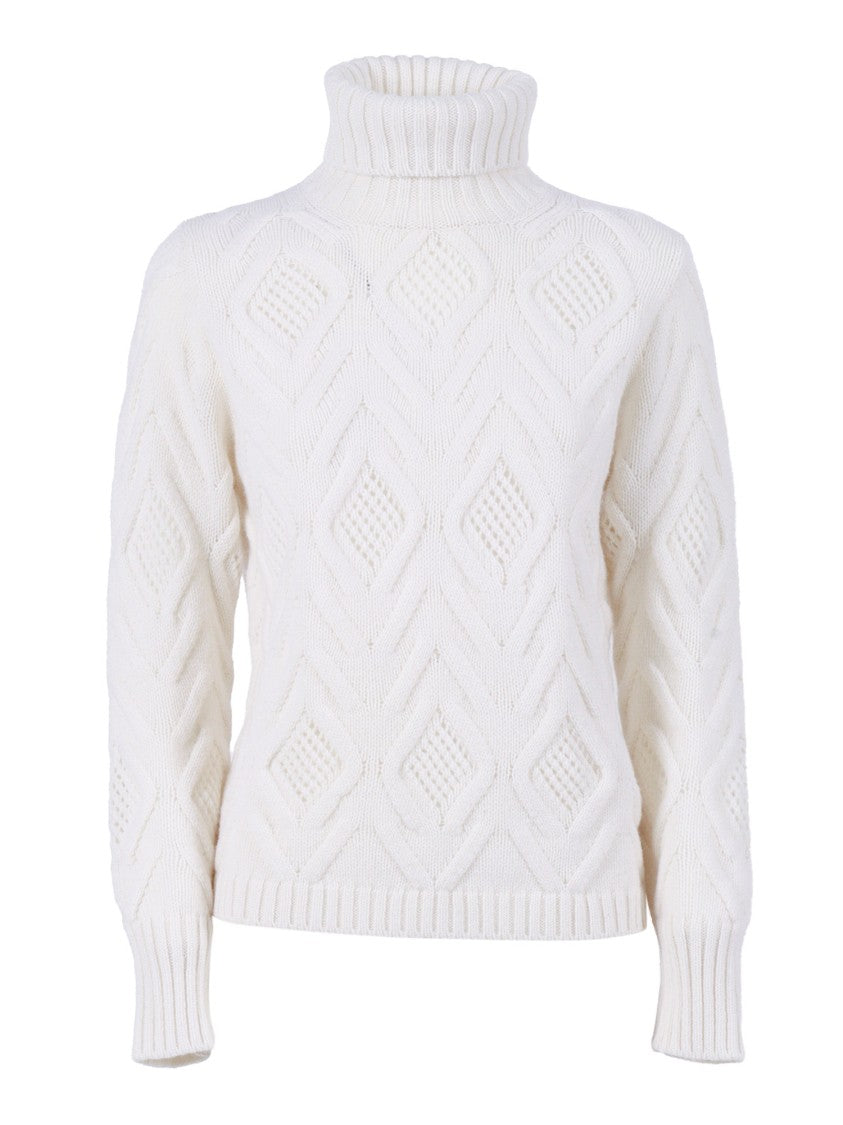 Kangra Cashmere Textured Diamond Pattern Turtleneck Sweater
