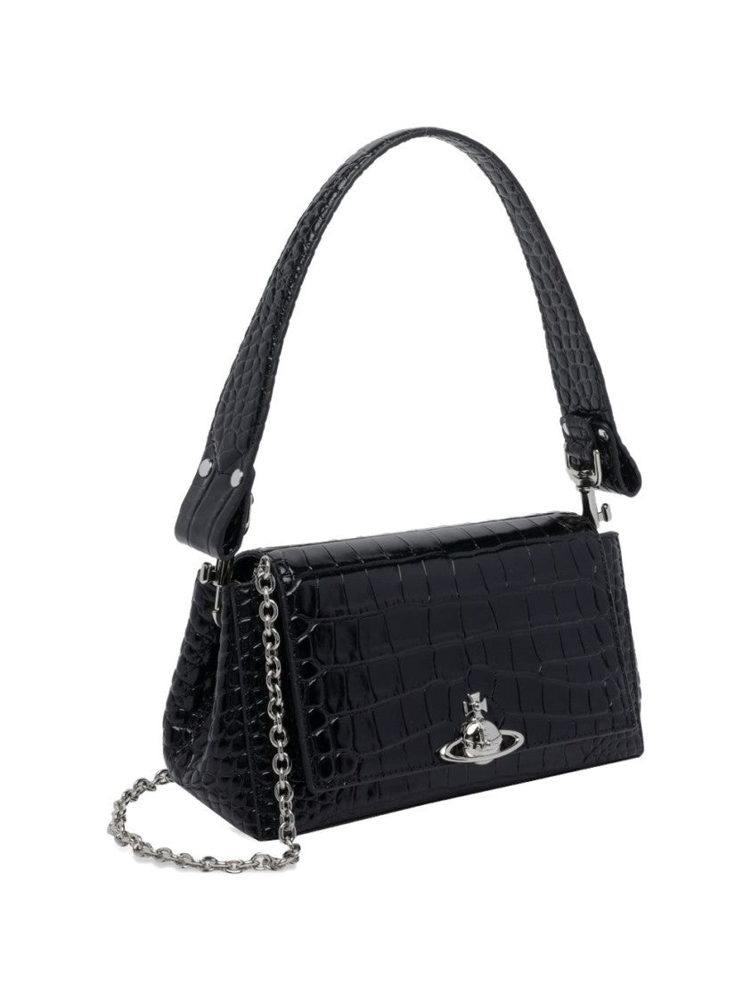 Vivienne Westwood Black Logo Plaque Shoulder Bag